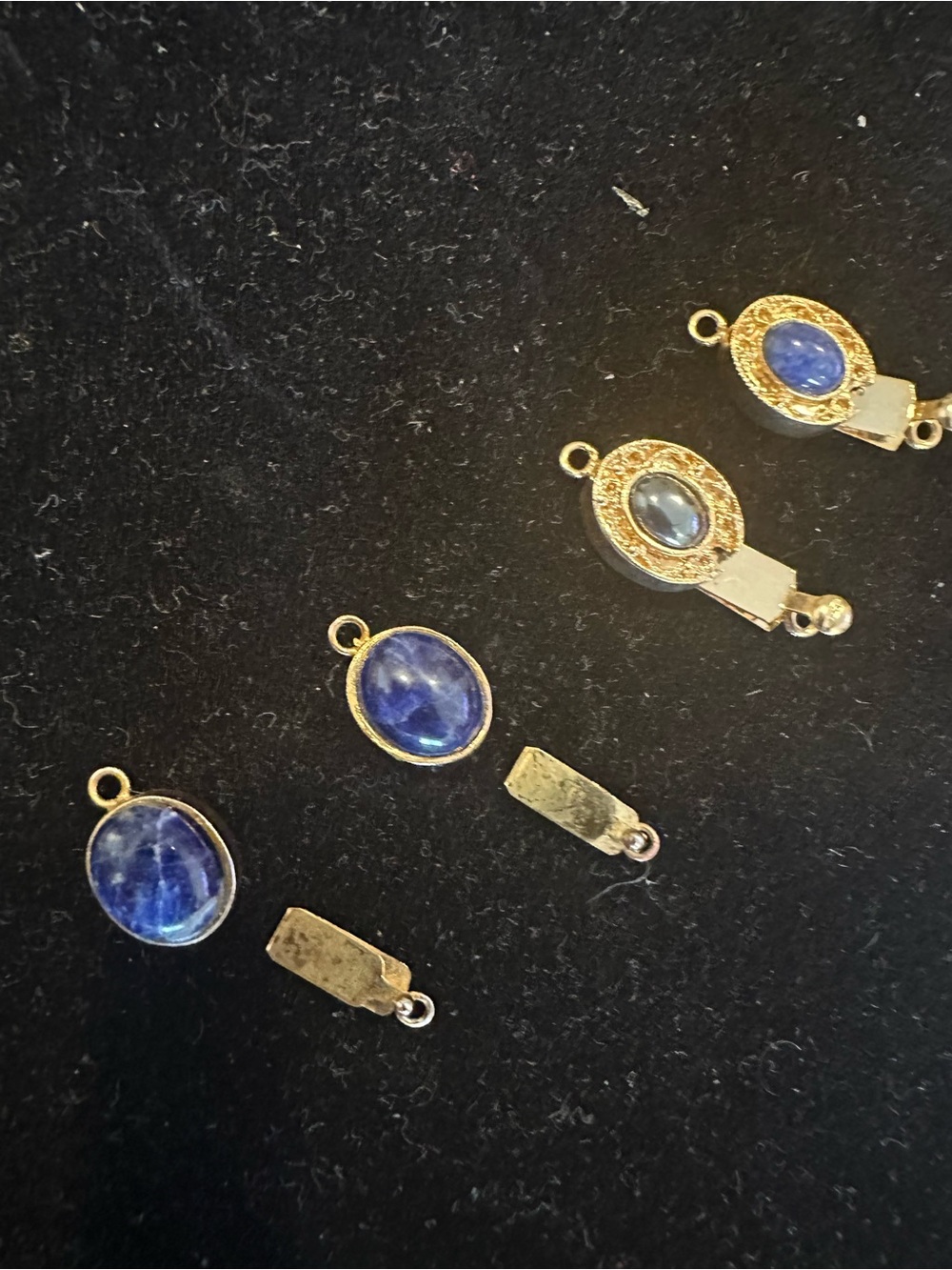 Gold and Blue Oval Stone Pendant Clasps - Women Jewelry